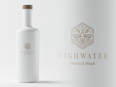 HWHM logo branding gold honey honeybee label logo mead vector water wine