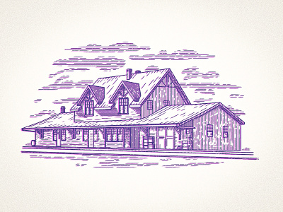 McLennan Station grunge illustration logo mark old station train station vector vintage