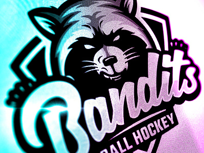 Bandits ball hockey bandit logo mascot racoon sports team logo vector