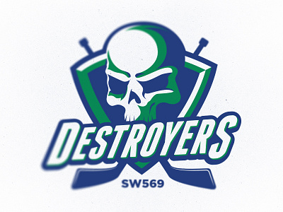 Destroyers Hockey Logo branding destroyers hockey ice logo skull stick