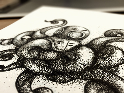 Octo Stipple doodle dots octopus sketch stipple