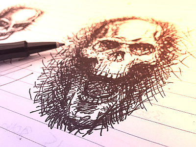 Skull doodle ink sketch skull