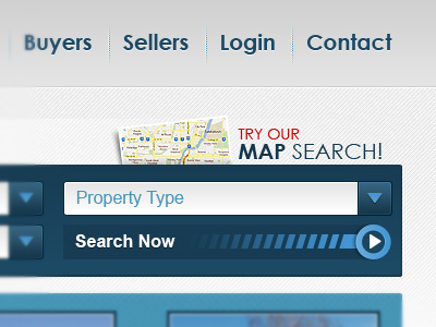 Map Search blue dropdown form grey input map real estate redmantech ui web design