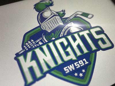 Knightslogo blue branding green hockey ice icon illustration knight knights logo mark shield vector