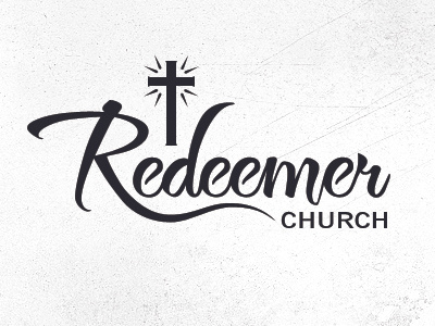 Redeemer v2 black church cross custom font logo script