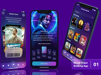 Movie Ticket Booking App 1/3 3d figma ui ui design ux ux design