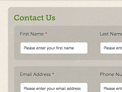 Contact Us contact inset subtle texture ui warm
