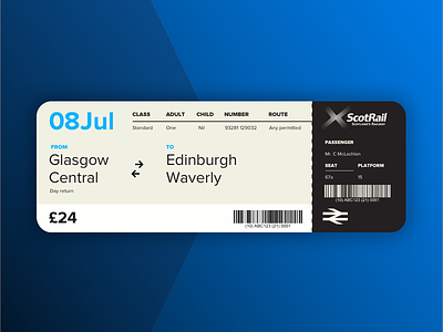 Scotrail / National Rail train ticket rework boarding boarding pass glasgow national pass rail scotland scotrail ticket train