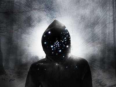 Holobeams EP Artwork dark digital painting glowing hoodie illustration photoshop stars