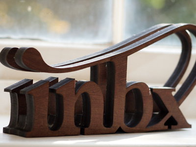 Inbox abbreviated object - letter rack 3d design environment house laser cut lettering letters ligatures mdf object stain type wood