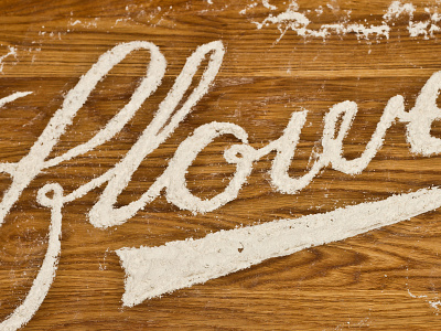 Flour script typography art craft design experimentation flour flower handmade handtype lettering playful script type typography