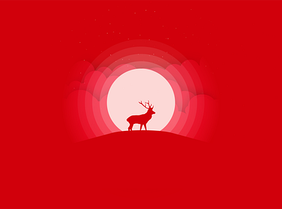 Lone Elkk✨ cliff elk illustration red ui vector