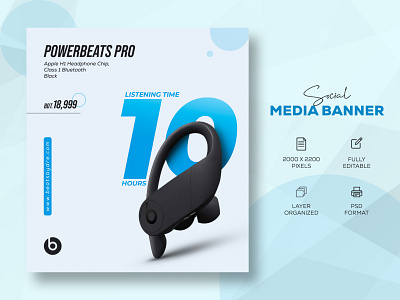 Earphone Social Media Banner Design | Web banner Templates