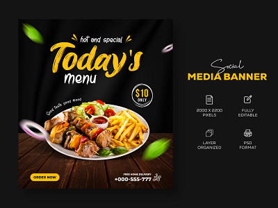 Food Social media banner Template | Web ads design ad banners banner inspirations facebook banner facebook post food banner food banner design food banner psd food instagram post template food social media post design shopify banner social media banner web banner ad