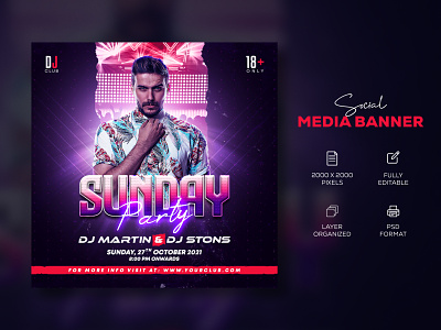 Social media banner design | Dj music party banner inspirations branding dj facebook ads music night party shopify banner social media banner social media banner examples social media post design social media post template web banner ad webdesign