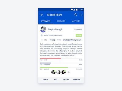 Bitbucket Android App Concept android app atlassian bitbucket color concept creative design mobile sketch ui ux