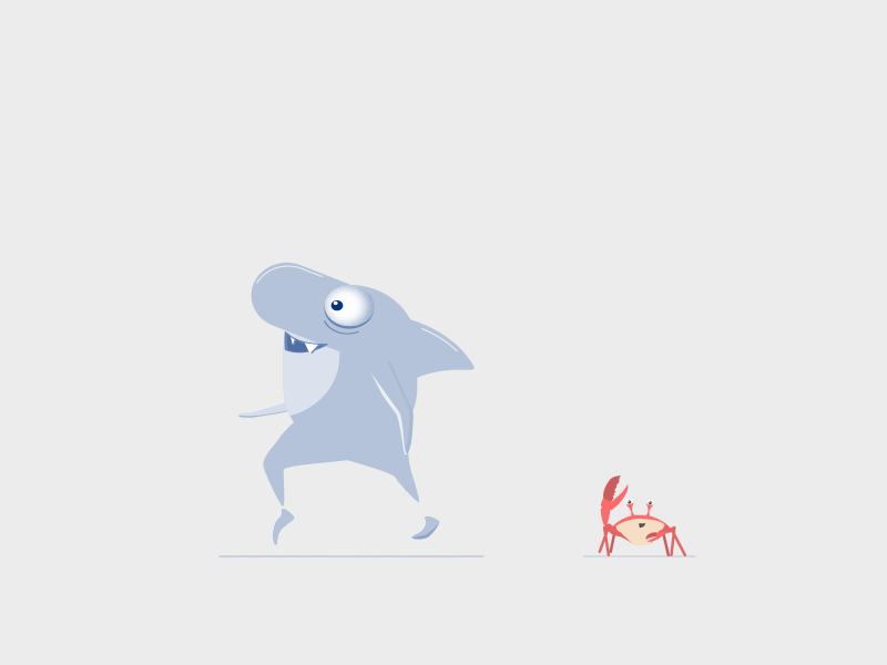 The Great white & The Fiddler crab animation crab gif loop motion run shark