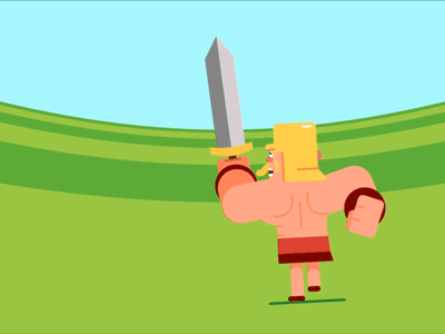 Barbarian Blonde gif loop run sword