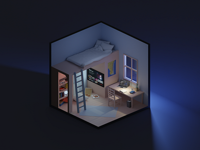 3D Isometric Room design illustration