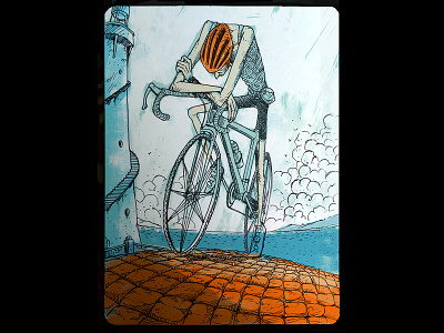 cyclist art artline artwork climb climbing cycling cyclist draw drawing endurance illustration moleskine pencil sketch surreal surrealism