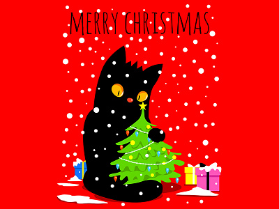 christmas cat artwork cat christmas design draw drawing illustration merry christmas vector vector art