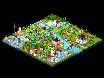 isometric city map illustration. artwork city design drawing illustration isometria isometric isometric illustration ui vector vectoral