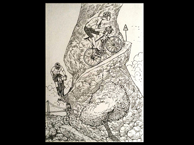 climbers art artline artwork black and white cycling cyclist draw drawing endurance illustration illustration art impossiblebike moleskine pencil sketch surreal