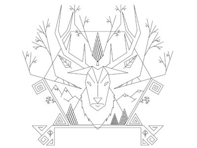 deer-line art illustration. app art artwork branding deer design digital draw drawing flat icon illustration logo pencil surreal tribal typography ui ux vector
