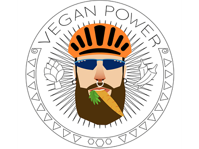 Vegan Power Cyclist Vectoral Brand Illustration