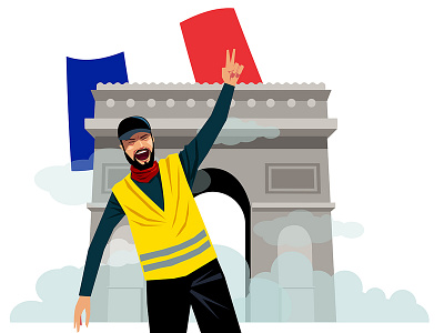 People in yellow vests. adobe against arc de triomphe art draw drawing editorial france illustration illustrator paris ui vector vectoral vectorart