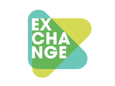Exchange aqua collaboration friendly geometric green innovation logo sanserif