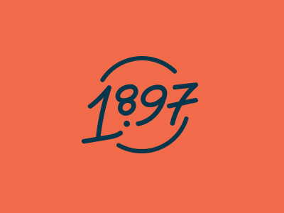 1897 casual date handwritten logo numbers orange simple type year