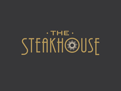 Steakhouse 1920s 20s art deco gatsby gold gray logo ornament retro steakhouse sunburst