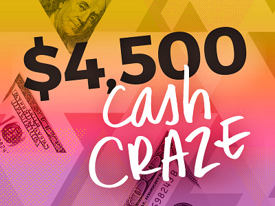 Cash Craze cash collage dot gradient halftone hand drawn handwritten money triangles type