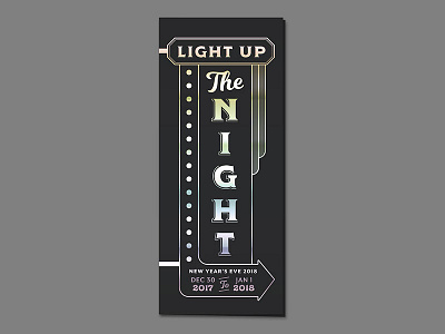 NYE Invite foil holographic invitation light night retro sign