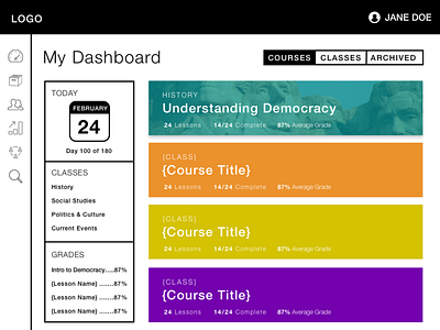 Dash 2 design e learning education learning ui web site wireframes
