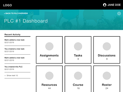 PLC Dashboard dashboard e-learning education learning plc professional learning community ui user interface web design
