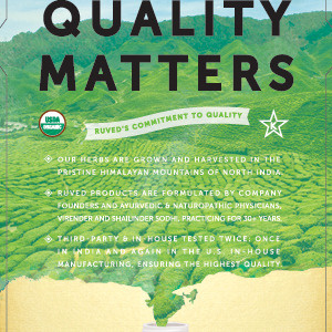 RUVED - Quality Matters Poster ayurveda green holistic india kosher natural naturopathic organic quality supplements