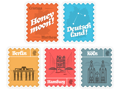 Germany Stamps berlin deutschland europe germany hamburg honeymoon illustration koln mail stamp stamps travel