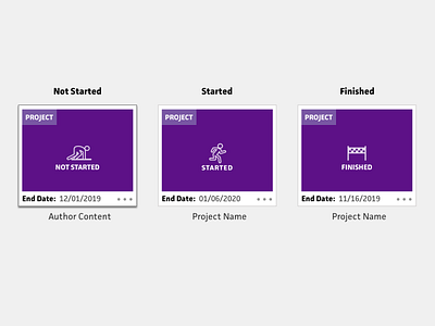 Project States card education finished learning not started project started states ui