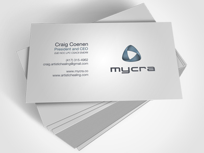 Myrca Business Card Design and Identity business card company corporate identity design geometric gradient identity jason arend logo mycra typography
