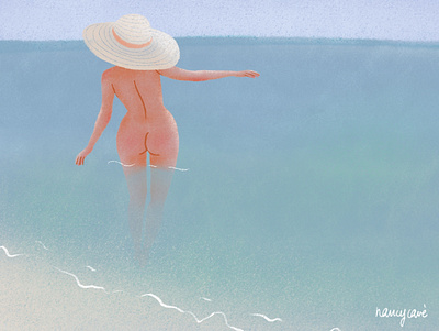 Cani(cul)e beach holiday illustration pinup woman woman illustration