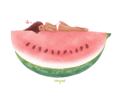 Watermelove fruits illustration pinup watermelon woman woman illustration