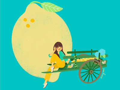 Inspiration clip "Le reste" de Clara Luciani citron clara luciani fruits illustration woman woman illustration