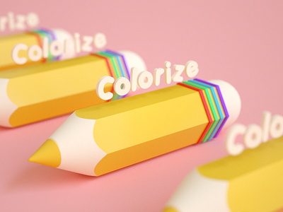 Colorize 3d 3dart cinema4d color design digitalart kid octane paint pencil pencil drawing pink yellow