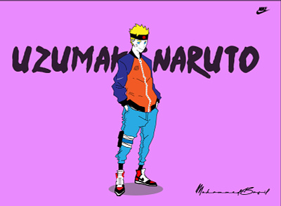 Naruto Illustration adobe illustrator characterdesign design illustration illustration art minimal naruto naruto nike nike vector vector art vector illustration