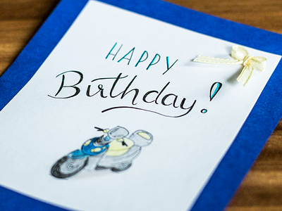 Happy Birthday birthday card greeting card lettering motorcycle