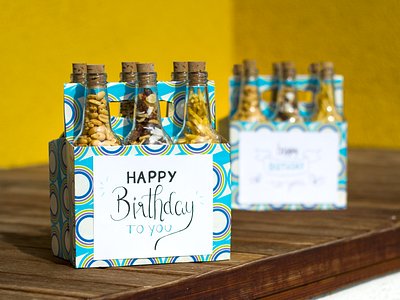 Happy Birthday! beer bottle birthday diy present lettering nuts peanuts trail mix