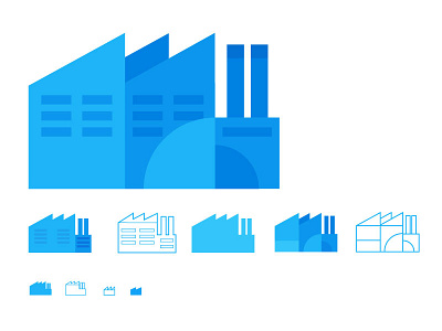 Factory blue factory icon illustration mono shapes