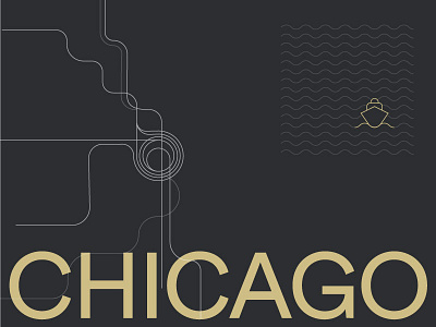 Chicago chi chicago geography illustration line location loop stroke travel usa